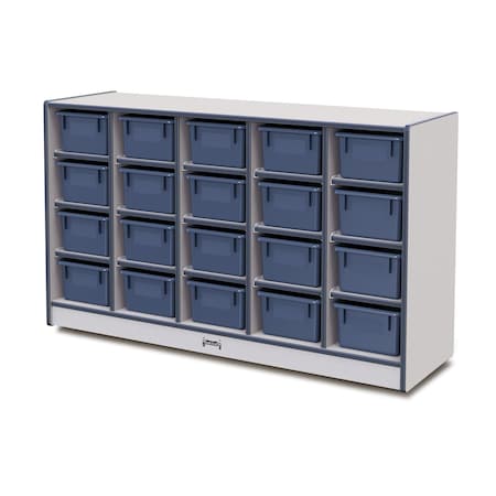 Jonti-Craft Rainbow Accents 20 Cubbie-Tray Mobile Storage, with Trays, Navy 0421JCWW112